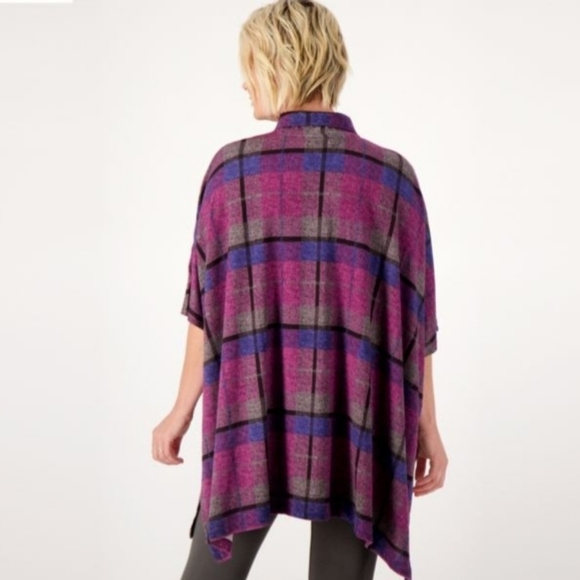 Stan Herman Luxe Knit Half Zip Plaid Pop Over Tunic Top Plus Size 1X NWOT - Picture 2 of 10